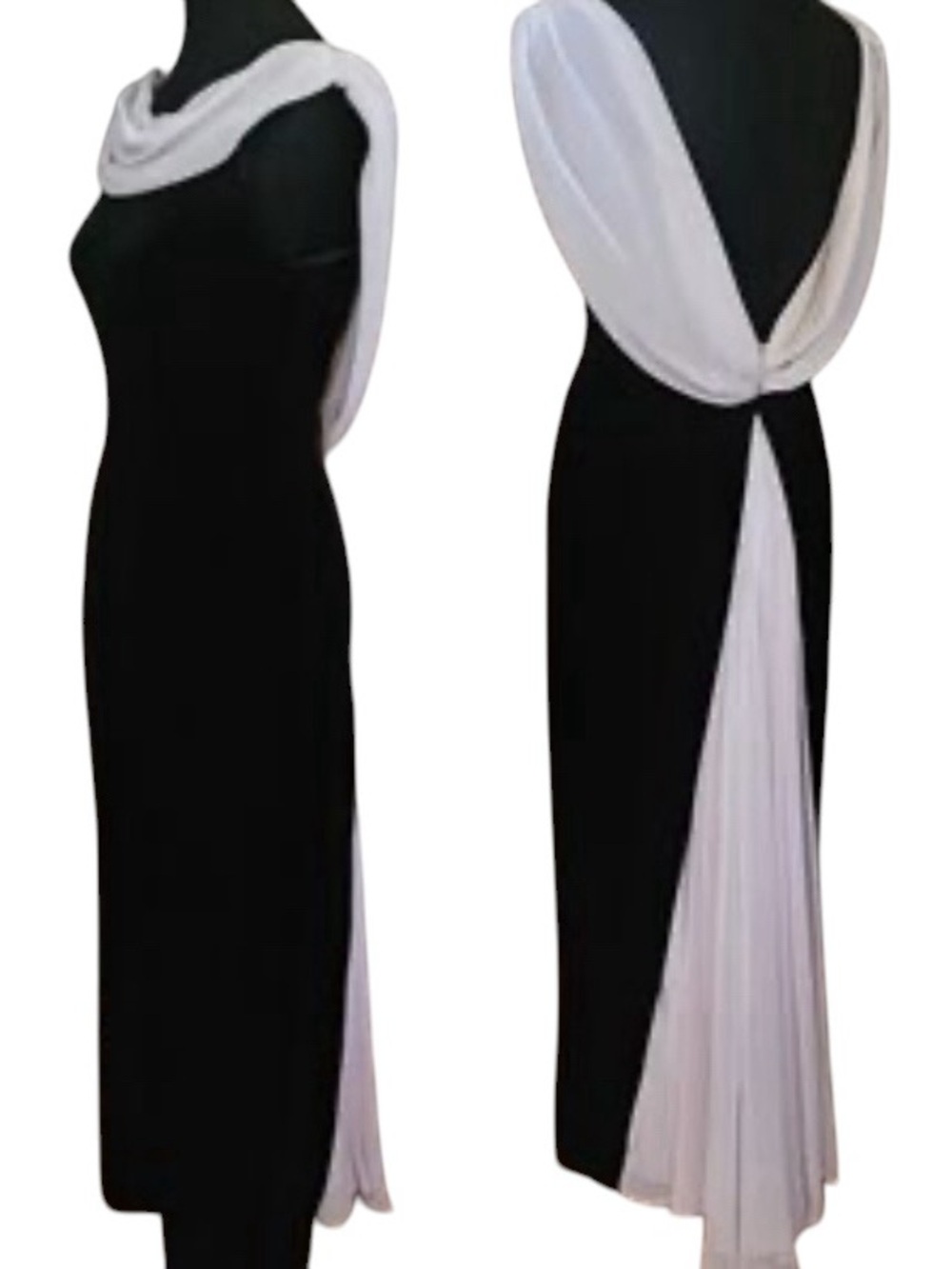 vintage 90s Night Way Collections evening gown black velvet chiffon formal prom